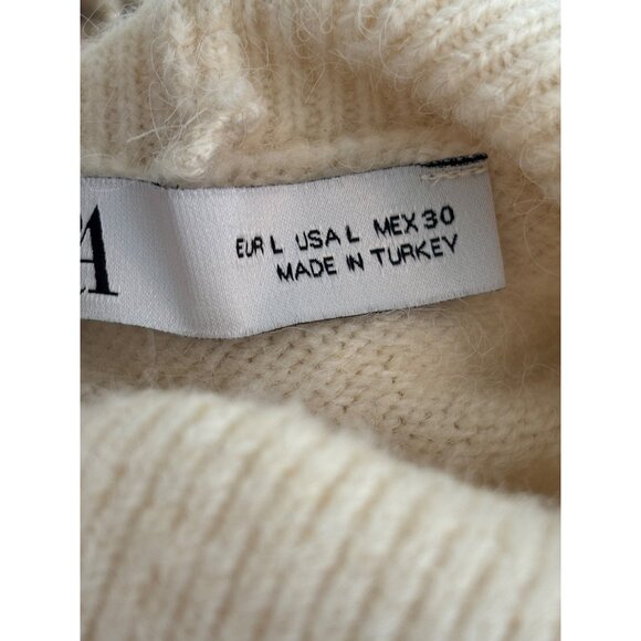 Zara Turtle Neck Sleeveless Knit Sweater Dress Beige L - Picture 6 of 13